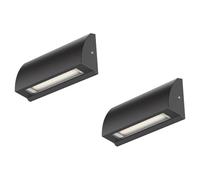 ledscom.de 2x Aplique LED/Luz de escalera SEGIN para exteriores, IP54, plano, downlight, negro mate, angular, 3,8 W, 265lm, blanco cálido