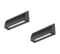 ledscom.de 2x Aplique LED/Luz de escalera SEGIN para exteriores, IP54, plano, downlight, negro mate, angular, 6,2 W, 566lm, blanco cálido