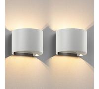 ledscom.de 2x aplique RUNEL para exterior, IP65, up/downlight, blanco mate, redondo, 1x G9 máx. 10W
