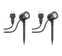 ledscom.de 2x Foco LED pequeño de jardín con piqueta de suelo TARL para exteriores, IP65, enchufe, negro, 4,1 W, 351 lm, blanco frío