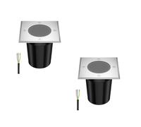 ledscom.de 2x Lámpara empotrable de suelo RELI para exteriores, IP67, acero inoxidable, angular, 11 x 11cm, 1x GU10 máx. 15W, esmerilado