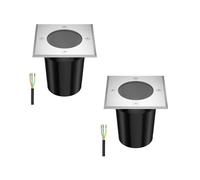 ledscom.de 2x Lámpara empotrable de suelo RELI para exteriores, IP67, acero inoxidable, angular, 11 x 11cm, 1x GU10 máx. 15W