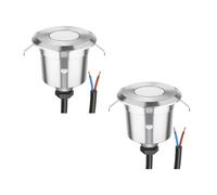 ledscom.de 2x Lámpara LED empotrada en el suelo AGENA para exteriores, IP65, acero inoxidable, redonda, 60mm Ø, blanco cálido