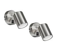 ledscom.de 2x spot de pared WAIKA, de una llama, con interruptor, GU10, cromo mate, incl. lámpara LED GU10 (blanco cálido, 4,914W, 450lm, 100°)