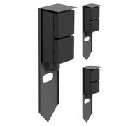 ledscom.de - 3 columnas de enchufes para jardín PIWI, con estaca para fijación en el suelo, para uso exterior, IP44, de doble enchufe, acero inoxidable, color antracita, diseño rectangular, 30 cm – Co