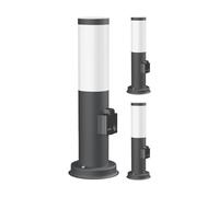 ledscom.de 3 farolas de camino/balizas PORU para exterior, IP44, 39 cm, antracita, 1 casquillo E27 máx. 40 W, toma de corriente