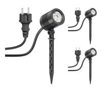 ledscom.de 3 focos LED pequeños para jardín con estaca TARL para exteriores, IP65, negros, 4,1 W, 351 lm, blanco frío