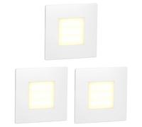 ledscom.de: 3 luces LED para escaleras/focos empotrables para pared, modelo FEX, para interior y exterior, de forma cuadrada, 85 x 85 mm, luz blanca cálida
