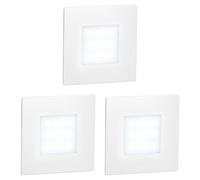 ledscom.de: 3 luces LED para escaleras/focos empotrables para pared, modelo FEX, para interior y exterior, de forma cuadrada, 85 x 85 mm, luz blanca fría