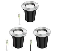 ledscom.de 3 luminarias empotradas en suelo BOLI para exterior, de acero inoxidable, redondas, IP67, 108 mm de diámetro, con lámpara LED de 4,914 W y 450 lm, blanco cálido