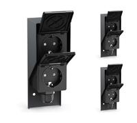 ledscom.de 3 tomas de corriente para exteriores y ambientes húmedos PIWI, montaje en superficie, IP44, doble toma Schuko, 16 A/230 V, acero inoxidable, plástico, antracita, vertical