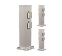 ledscom.de 3 Tomas de jardín Columna Polly para Exterior, IP44, 4 vías, Acero Inoxidable, Acero Inoxidable, Cuadrada, 40 cm