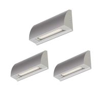 ledscom.de 3x Aplique LED/Luz de escalera SEGIN para exteriores, IP54, plano, downlight, gris mate, angular, 3,8 W, 265lm, blanco cálido
