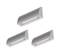 ledscom.de 3x Aplique LED/Luz de escalera SEGIN para exteriores, IP54, plano, downlight, gris mate, angular, 6,2 W, 566lm, blanco cálido