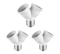 ledscom.de 3x base E27, adaptador divisor de 2 vías, blanco