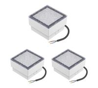 ledscom.de 3x Empotrable de suelo para adoquines CUS para exteriores, IP67, angular, 10 x 10cm, blanco cálido