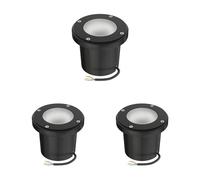ledscom.de 3x lámpara empotrada en el suelo BOFU para exteriores, IP67, orientable, negra, redonda, 150mm Ø, 1x GU10 máx. 15W, cristal esmerilado