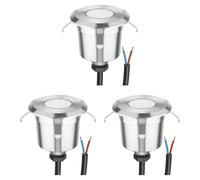ledscom.de 3x Lámpara LED empotrada en el suelo AGENA para exteriores, IP65, acero inoxidable, redonda, 60mm Ø, blanco cálido