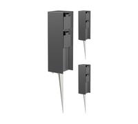 ledscom.de 3X Toma de jardín Pilar POMI con piqueta de Tierra para Exteriores, IP44, 2 vías, Antracita, Cuadrada, 23cm