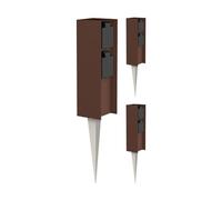 ledscom.de 3X Toma de jardín Pilar POMI con piqueta de Tierra para Exteriores, IP44, 2 vías, marrón, Angular, 23cm