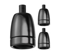 ledscom.de 3x zócalo E27, porcelana, negro, 230V AC, máx. 300W