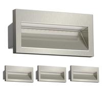 ledscom.de, 4 focos empotrables LED NOLA, foco para exteriores, IP54, aluminio brillante, 140 x 70 mm, luz blanca cálida