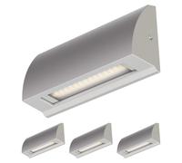 ledscom.de: 4 focos LED de pared/luz para escaleras SEGIN, para exteriores, IP54, diseño plano, tipo downlight, color gris mate, forma rectangular, 3,8 W, 265 lm, luz blanca cálida – Gris / 265 lm (3,
