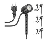 ledscom.de 4 focos LED pequeños para jardín con estaca TARL para exterior, IP65, negro, 4,1 W, 351 lm, blanco frío