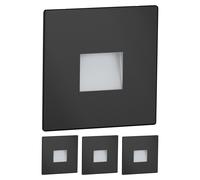 ledscom.de: 4 luces LED para escaleras/focos empotrables para pared, aptos para interior y exterior, tipo downlight, cuadrados, color , 85 x 85 mm, luz blanca fría