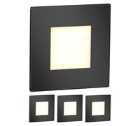 ledscom.de: 4 luces LED para escaleras/focos empotrables para pared, modelo FEX, para interior y exterior, de forma cuadrada, color , 85 x 85 mm, luz cálida – Color: / Temperatura de color: luz cálida