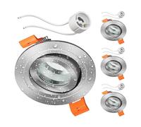 ledscom.de 4 marcos empotrables para techo de baño ERID, aptos para ambientes húmedos, baño, IP44, redondos, orientables, aluminio mate, con casquillo GU10 incluido