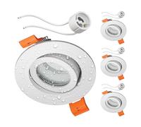 ledscom.de 4 marcos empotrables para techo de baño ERID, aptos para ambientes húmedos, baño, IP44, redondos, orientables, blanco mate, con casquillo GU10 incluido