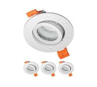 ledscom.de 4 marcos empotrables para techo de baño ERID, para ambientes húmedos, baño, IP44, redondos, orientables, blanco mate