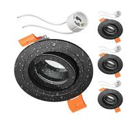 ledscom.de 4 marcos empotrables para techo de baño ERID, para ambientes húmedos, baño, IP44, redondos, orientables, negro mate, con casquillo GU10 incluido