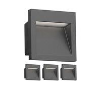 ledscom.de 4x Aplique empotrable LED NOLA, downlight para exteriores, IP54, antracita mate, 90 x 90mm, blanco frío