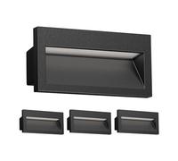 ledscom.de 4x Aplique empotrable LED NOLA, downlight para exteriores, IP54, negro mate, 140 x 70mm, blanco cálido