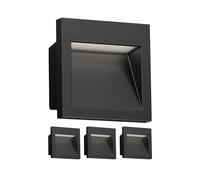 ledscom.de 4x Aplique empotrable LED NOLA, downlight para exteriores, IP54, negro mate, 90 x 90mm, blanco cálido