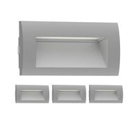 ledscom.de 4x Aplique empotrable LED ZIBAL, downlight para exteriores, IP65, gris mate, 140 x 70mm, 3,3 W, 209lm, blanco cálido