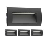ledscom.de 4x Aplique empotrable LED ZIBAL, downlight para exteriores, IP65, negro mate, 140 x 70mm, 3,3 W, 209lm, blanco cálido