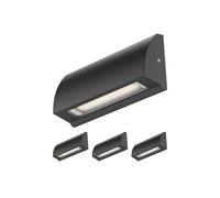ledscom.de 4x Aplique LED/Luz de escalera SEGIN para exteriores, IP54, plano, downlight, negro mate, angular, 3,8 W, 265lm, blanco cálido