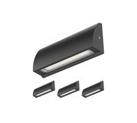 ledscom.de 4x Aplique LED/Luz de escalera SEGIN para exteriores, IP54, plano, downlight, negro mate, angular, 6,2 W, 566lm, blanco cálido
