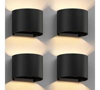 ledscom.de 4x aplique RUNEL para exterior, IP65, up/downlight, negro mate, redondo, 1x G9 máx. 10W