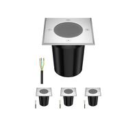 ledscom.de 4x Lámpara empotrable de suelo RELI para exteriores, IP67, acero inoxidable, angular, 11 x 11cm, 1x GU10 máx. 15W, esmerilado