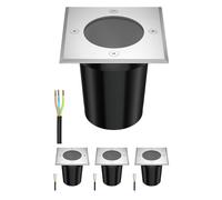 ledscom.de 4x Lámpara empotrable de suelo RELI para exteriores, IP67, acero inoxidable, angular, 11 x 11cm, 1x GU10 máx. 15W