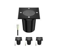 ledscom.de 4x Lámpara empotrable de suelo RELI para exteriores, IP67, negra, angular, 11 x 11cm, 1x GU10 máx. 15W