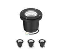 ledscom.de 4x lámpara empotrada en el suelo BOFU para exteriores, IP67, orientable, negra, redonda, 150mm Ø, 1x GU10 máx. 15W