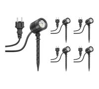 ledscom.de 5 focos LED pequeños para jardín con estaca TARL para exterior, IP65, negros, 4,3 W, 340 lm, blanco cálido