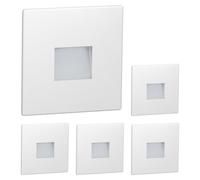 ledscom.de: 5 luces LED para escaleras/focos empotrables para pared, aptos para interior y exterior, tipo downlight, de forma cuadrada, 85 x 85 mm, luz blanca cálida