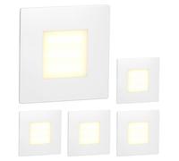 ledscom.de: 5 luces LED para escaleras/focos empotrables para pared, modelo FEX, para interior y exterior, de forma cuadrada, 85 x 85 mm, luz blanca cálida