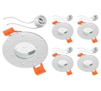 ledscom.de: 5 marcos empotrables para techo, modelo ERID, aptos para ambientes húmedos, baños, IP44, redondos, blanco mate (GU10/MR16/GU5,3/50mm), incluyendo portalámparas GU10 – Cantidad: 5 unidades